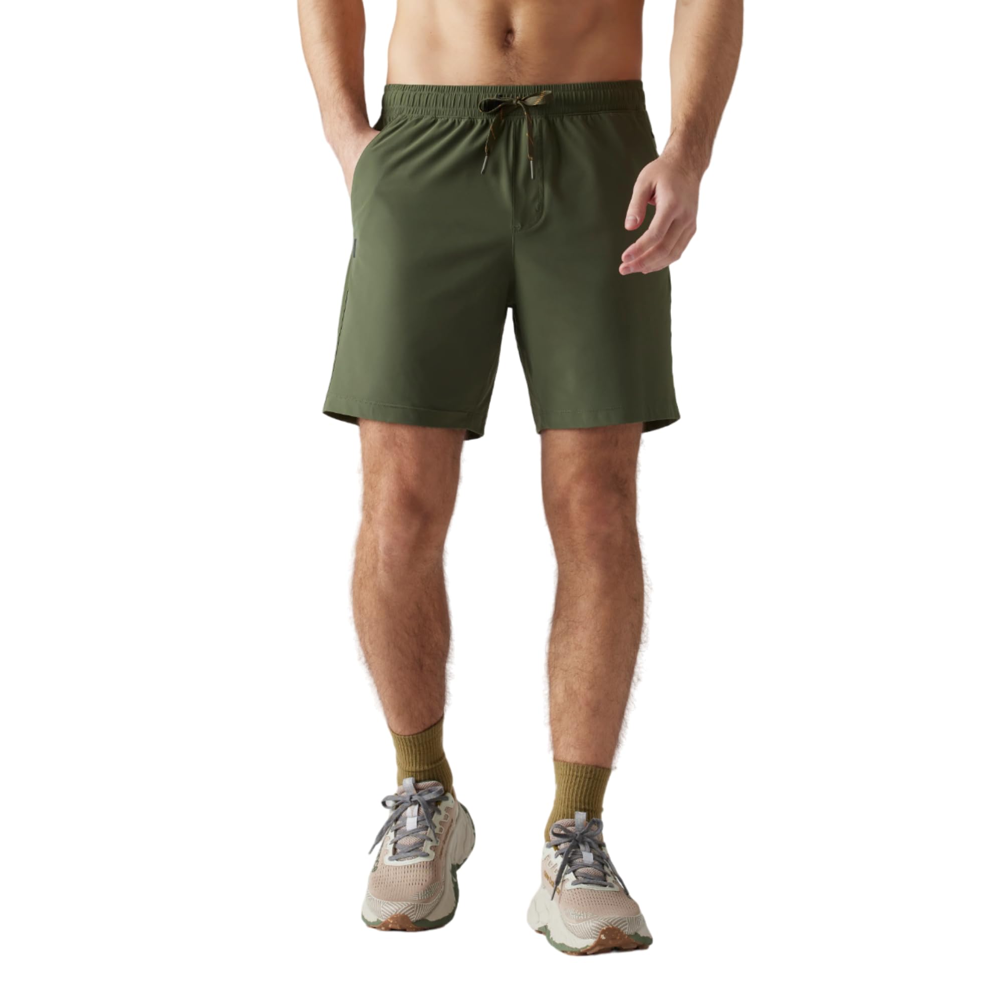 Rhone 7" Pursuit Short - Mens Unlined Workout Short Lightweight All-Way Stretch Gym Short with Secure Zipper Pocket (Lichen Green XX-Large)