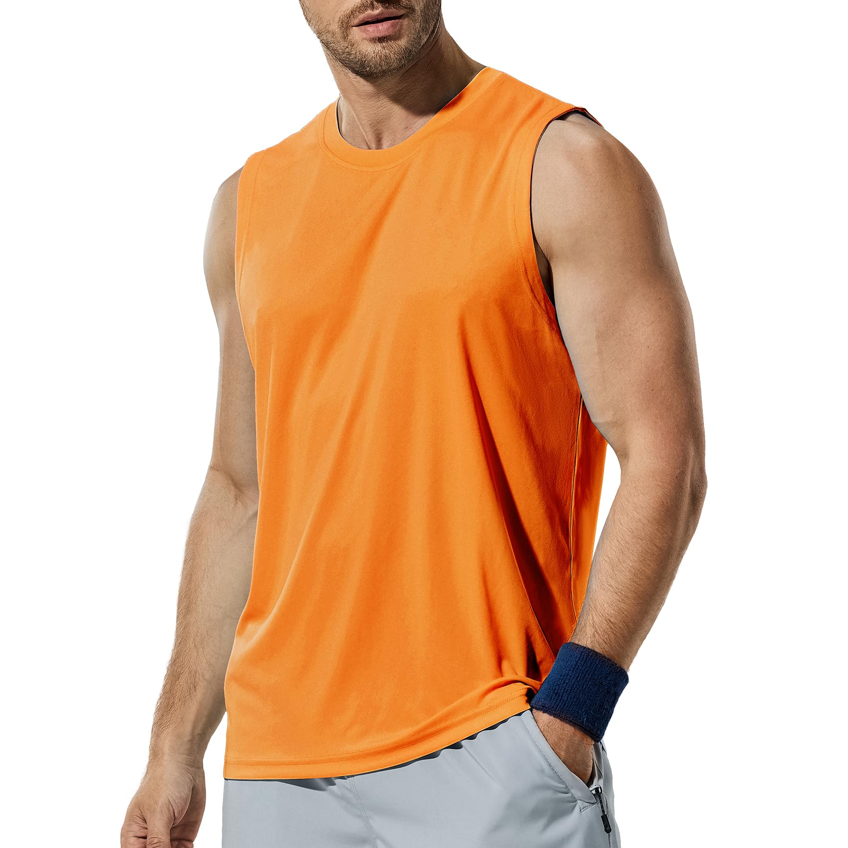 Haimont Men's UV-Protective Sleeveless Gym Shirt in Orange