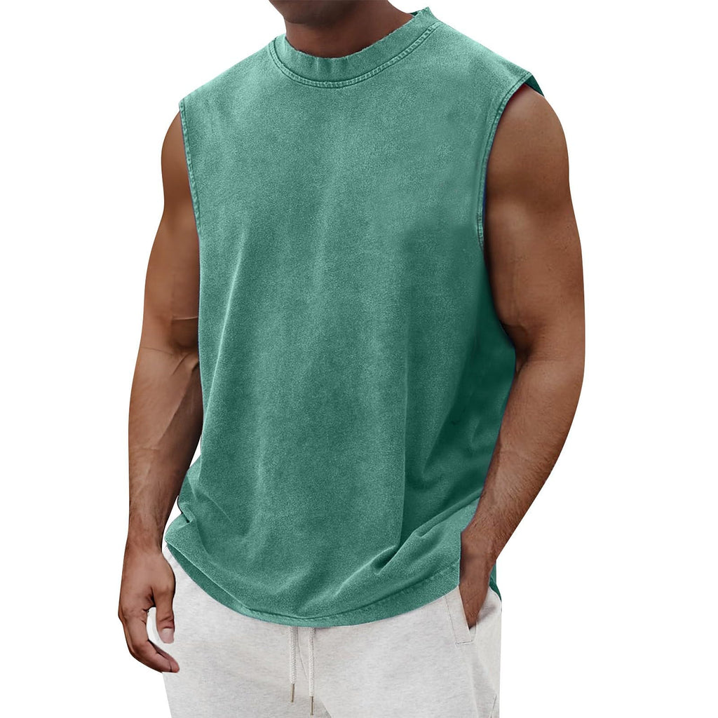 Men's Cotton Tank Top - Turquoise, Sleeveless Athletic Wear
