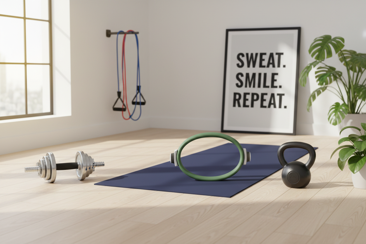 Home Gym Setup with Yoga and Pilates Equipment
